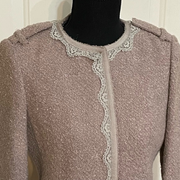 Banana Republic Lace Trim Mauve Wool Blend Blazer Jacket Women's Sz 2 - Picture 4 of 13